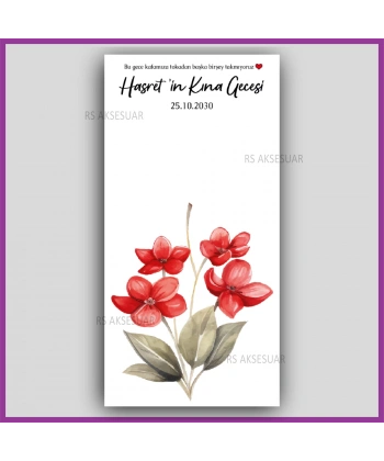 Lotus Çiçekli Mandal Toka Kartı -Nikah, Nişan, Kına Hatırası