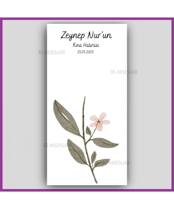 Lotus Çiçekli Mandal Toka Kartı -Nikah, Nişan, Kına Hatırası