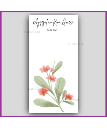 Lotus Çiçekli Mandal Toka Kartı -Nikah, Nişan, Kına Hatırası