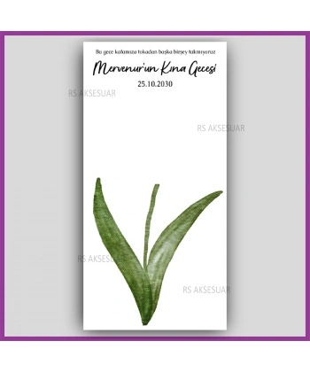 Lotus Çiçekli Mandal Toka Kartı -Nikah, Nişan, Kına Hatırası