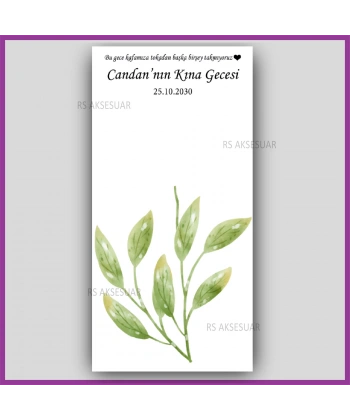 Lotus Çiçekli Mandal Toka Kartı -Nikah, Nişan, Kına Hatırası