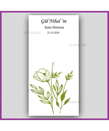 Lotus Çiçekli Mandal Toka Kartı -Nikah, Nişan, Kına Hatırası