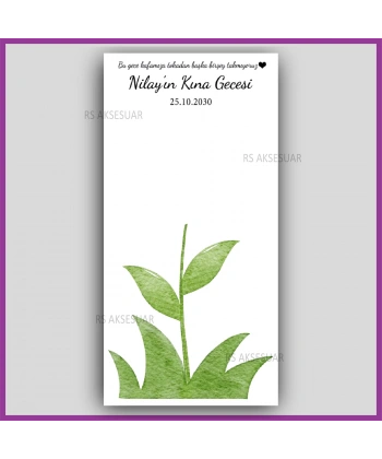 Lotus Çiçekli Mandal Toka Kartı -Nikah, Nişan, Kına Hatırası