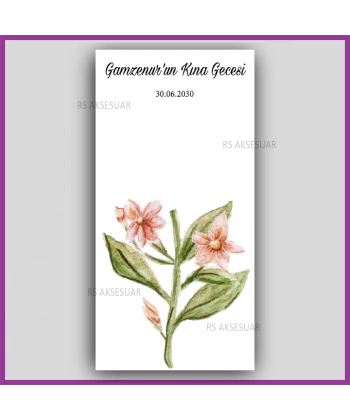 Lotus Çiçekli Mandal Toka Kartı -Nikah, Nişan, Kına Hatırası