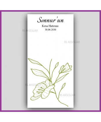 Lotus Çiçekli Mandal Toka Kartı -Nikah, Nişan, Kına Hatırası