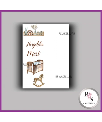 Nazar Boncuklu Anahtarlık Kız Bebek İsim Kartı - NA01