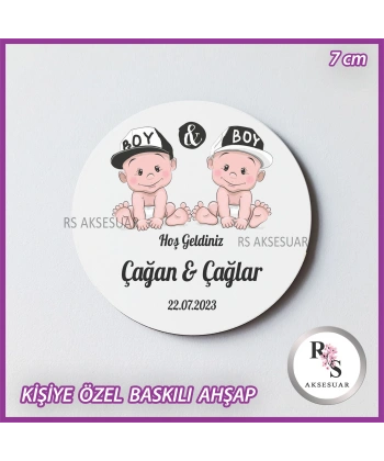 İkiz Baskılı Ahşap Bebek Hediyelik -uv25