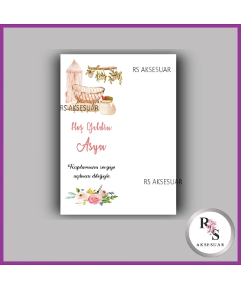 Nazar Boncuklu Anahtarlık Kız Bebek İsim Kartı - NA51