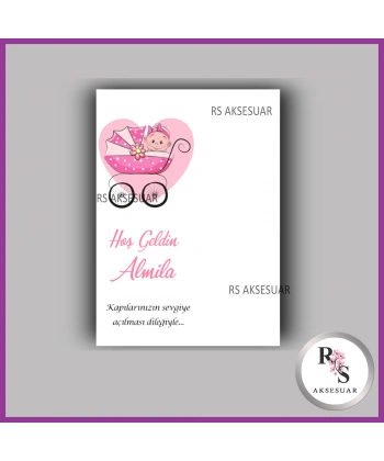 Nazar Boncuklu Anahtarlık Kız Bebek İsim Kartı - NA53