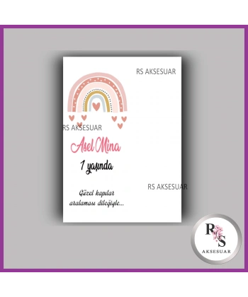 Nazar Boncuklu Anahtarlık Kız Bebek İsim Kartı - NA55