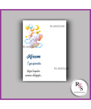 Nazar Boncuklu Anahtarlık Erkek Bebek İsim Kartı - NA57