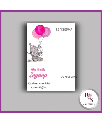 Nazar Boncuklu Anahtarlık Kız Bebek İsim Kartı - NA58