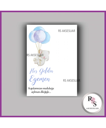 Nazar Boncuklu Anahtarlık Erkek Bebek İsim Kartı - NA59