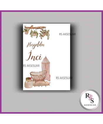 Nazar Boncuklu Anahtarlık Kız Bebek İsim Kartı - NA02