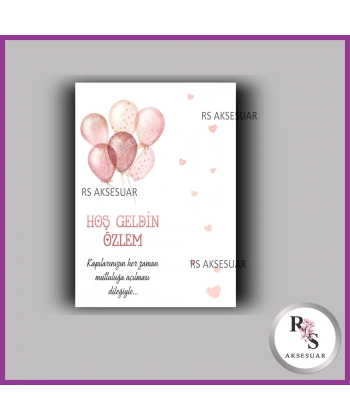 Nazar Boncuklu Anahtarlık Kız Bebek İsim Kartı - NA05