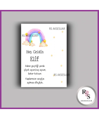 Nazar Boncuklu Anahtarlık Kız Bebek İsim Kartı - NA07