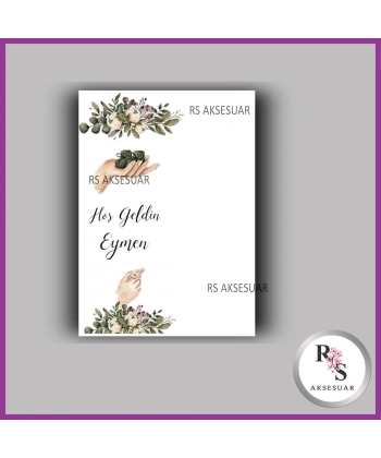 Nazar Boncuklu Anahtarlık Erkek Bebek İsim Kartı - NA10