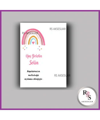 Nazar Boncuklu Anahtarlık Kız Bebek İsim Kartı - NA13