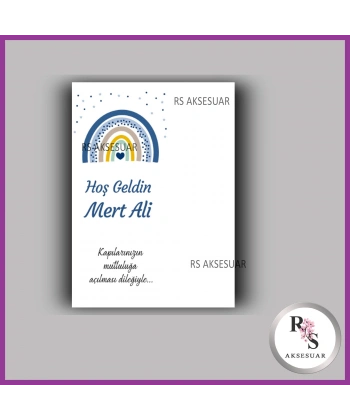 Nazar Boncuklu Anahtarlık Erkek Bebek İsim Kartı - NA16