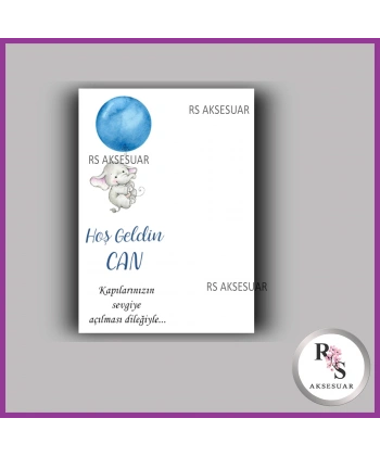 Nazar Boncuklu Anahtarlık Erkek Bebek İsim Kartı - NA17