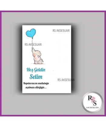 Nazar Boncuklu Anahtarlık Erkek Bebek İsim Kartı - NA20