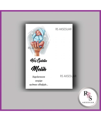 Nazar Boncuklu Anahtarlık Erkek Bebek İsim Kartı - NA29