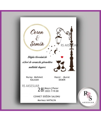 Nikah - Düğün - Nişan Davetiye Kartı -DK02