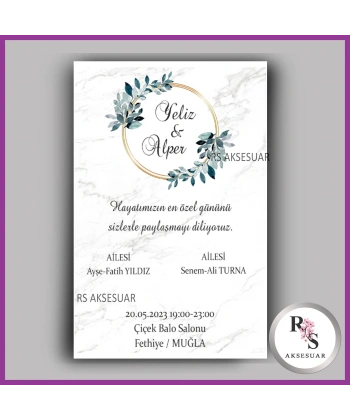 Nikah - Düğün - Nişan Davetiye Kartı -DK01