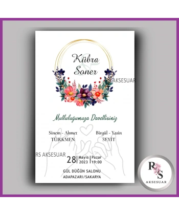 Nikah - Düğün - Nişan Davetiye Kartı -DK06
