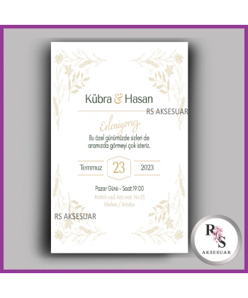 Nikah - Düğün - Nişan Davetiye Kartı -DK08