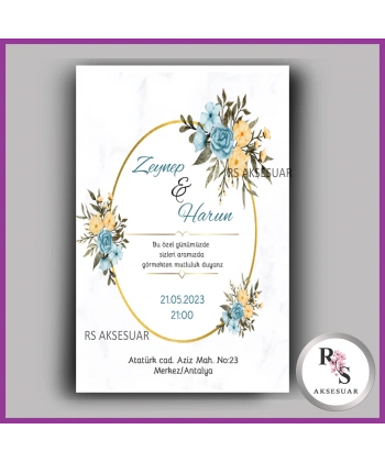 Nikah - Düğün - Nişan Davetiye Kartı -DK07