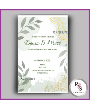Nikah - Düğün - Nişan Davetiye Kartı -DK09