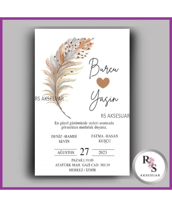 Nikah - Düğün - Nişan Davetiye Kartı -DK10
