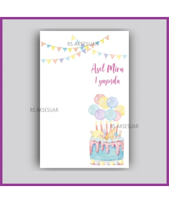 Pastalı Doğum Günü Temalı - Hediyelik Yıldız Anahtarlık İsim Kartı