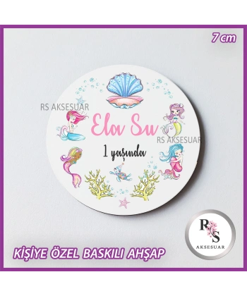 Deniz Kızı Baskılı Ahşap Bebek Hediyelik -uv20