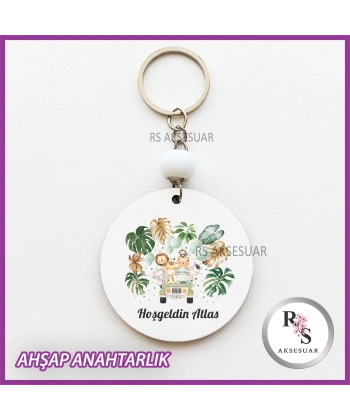 Hayvan- Safari Baskılı Anahtarlık -uv94