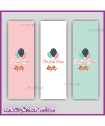 10 adet Sargılı Bebek Çikolata İsim Etiketi - Yapışkanlı Sticker -CE105