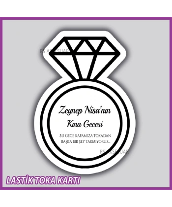 Tektaş Yüzüklü Lastik Toka Kartı -Nikah, Nişan, Kına Hatırası