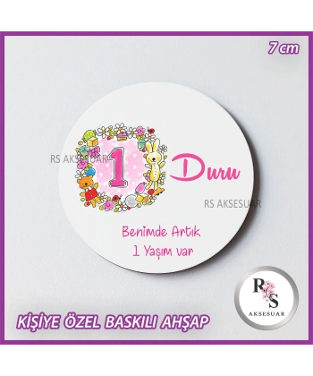 1 Yaş Baskılı Ahşap Bebek Hediyelik -uv9