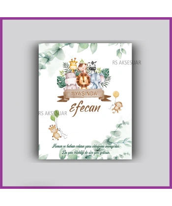 Tropikal Safari Hayvanlar Temalı Hediyelik Bileklik İsim Kartı