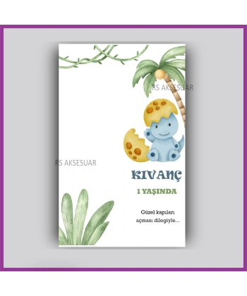 Dinozor Temalı - Hediyelik Yıldız Anahtarlık İsim Kartı