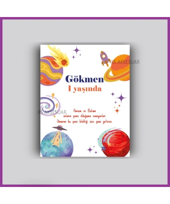 Uzay Temalı Hediyelik Bileklik İsim Kartı