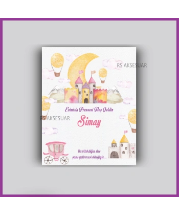 Prenses Temalı Hediyelik Bileklik İsim Kartı