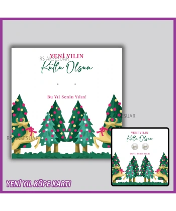 Yılbaşı Kartları - Yeni Yıl Hediye Küpe Kartı