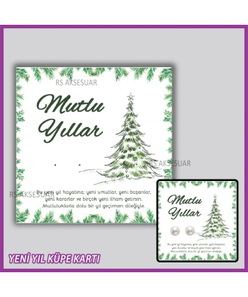 Yılbaşı Kartları - Yeni Yıl Hediye Küpe Kartı