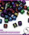 100gr harf 6mm Plastik Renkli Küp Boncuk -Karışık