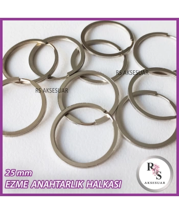 50 adet 2.5 cm Ezme Halka Anahtarlık Aparatı -Gümüş Renkli