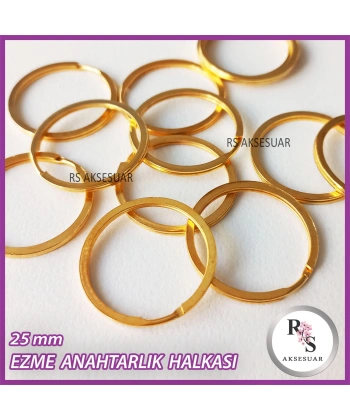 50 adet 2.5 cm Ezme Halka Anahtarlık Aparatı -Altın Renkli