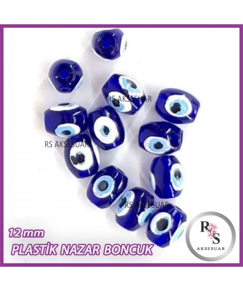 50 adet Plastik Delikli Nazar Boncuğu - 12 mm