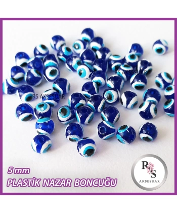 100 adet Plastik Delikli Nazar Boncuğu - 6 mm